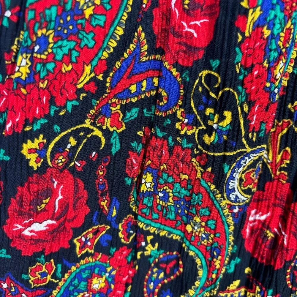 Vintage 1990s Chaus Midi Skirt Elastic Gathered‎ Waist Paisley Print Size Small
